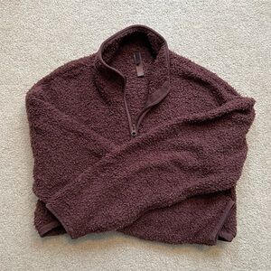 SKIMS S/M Brown Cozy Knit Cropped Pullover